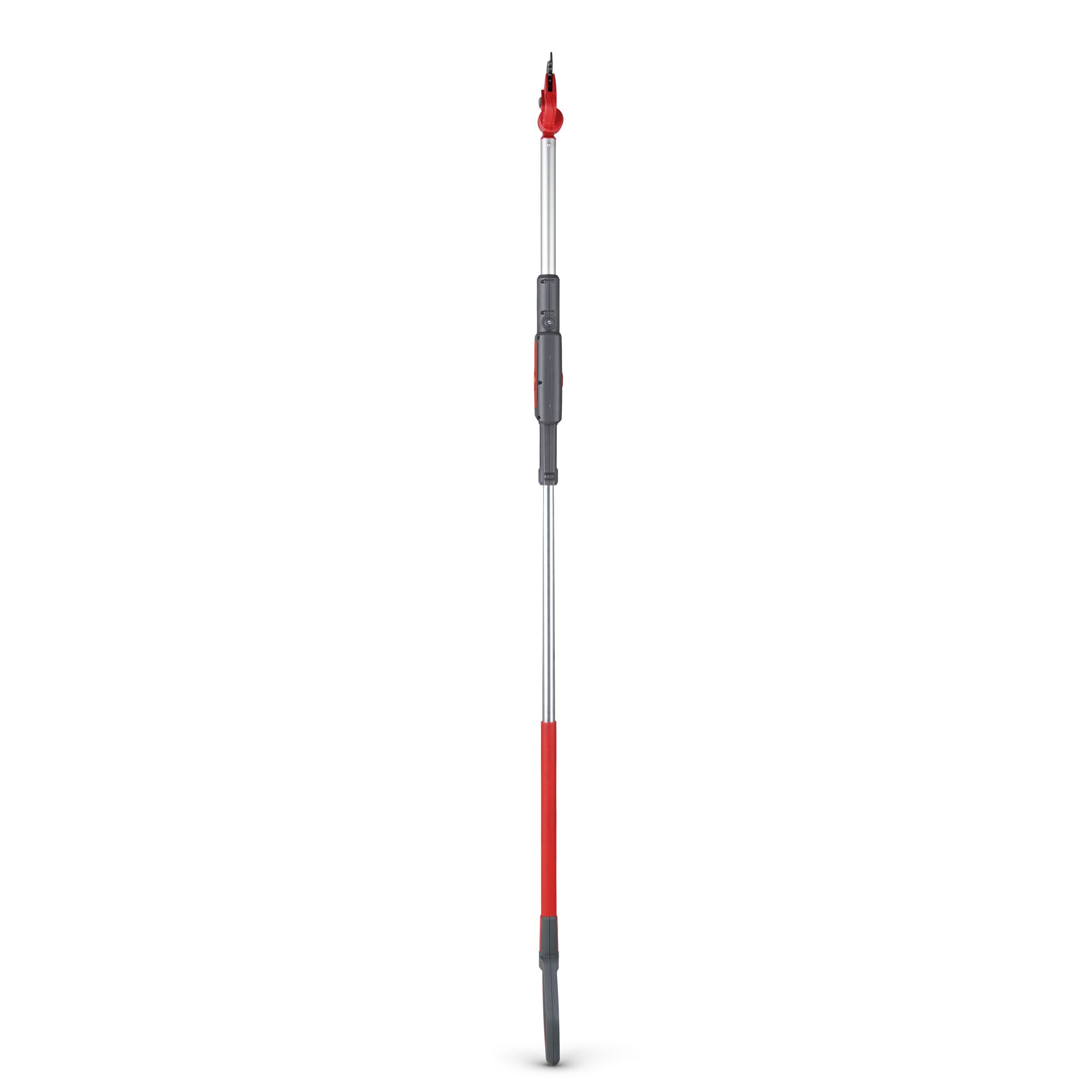 A WOLFGarten telescopic pole with a red and grey handle, designed for gardening tools, photographed on a white background.