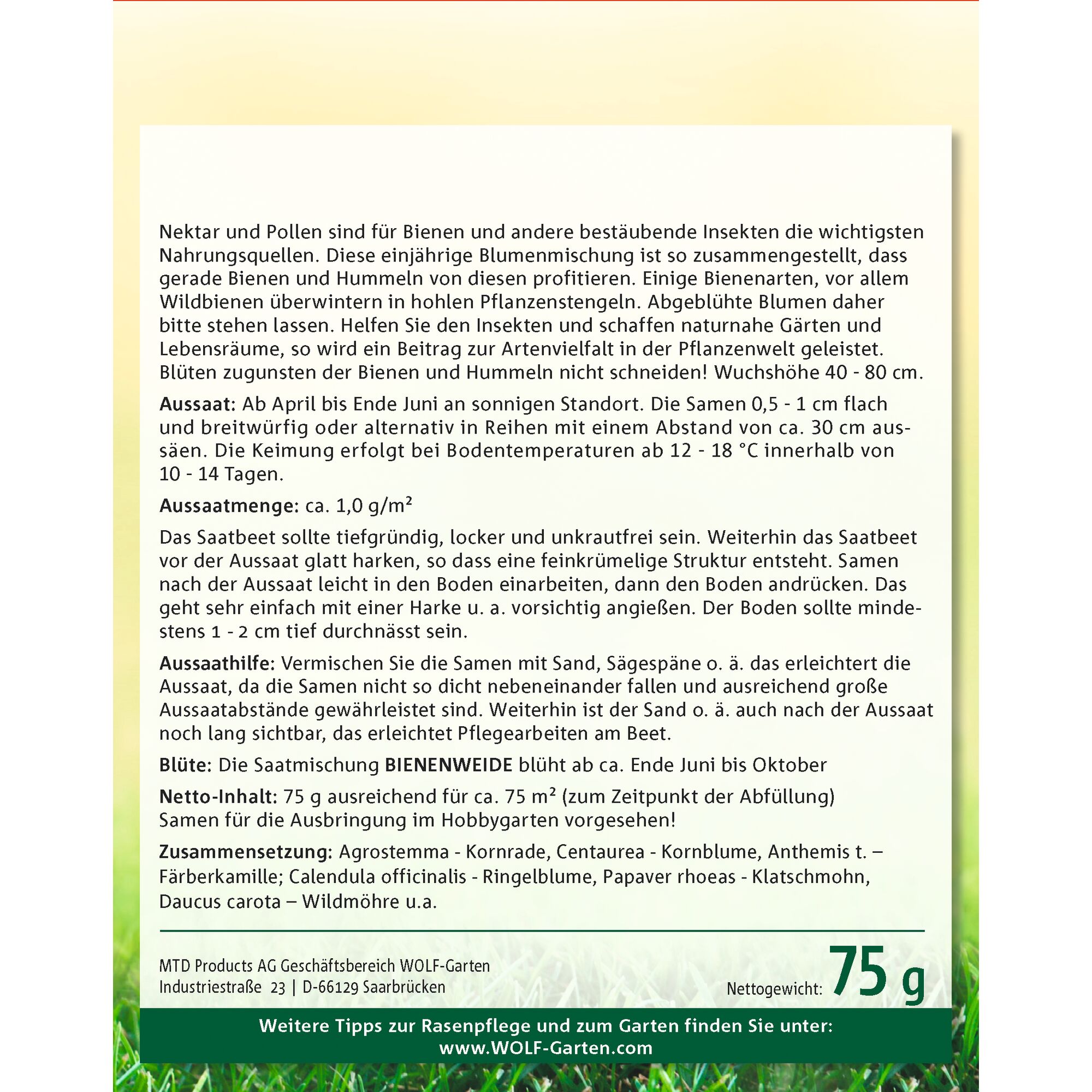 N-BW 75 – WILDFLOWER SEED MIX "Bienenweide"